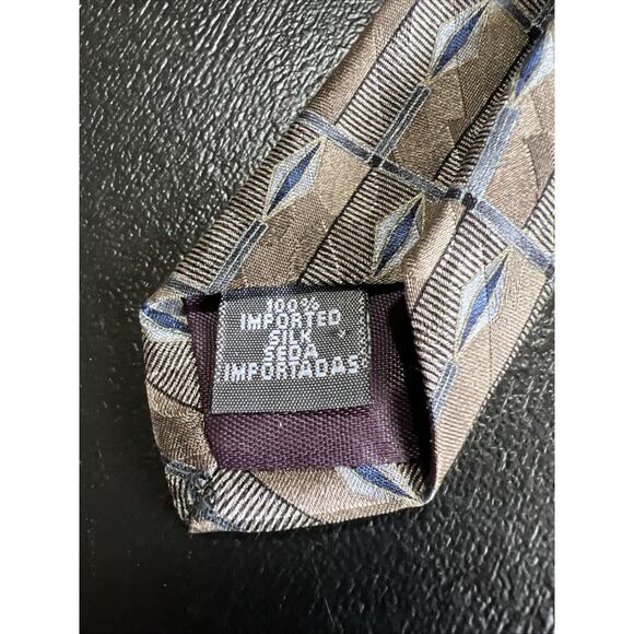 Gianfranco Ruffini Italy Tie Men's 100% Silk Neck Tie Brown Blue 4"x 57" - Picture 3 of 4